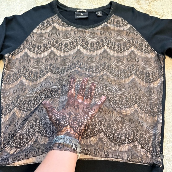 Scotch & Soda Maison Scotch La Femme Selon Marie Black Lace Sweatshirt Size S/M - Picture 7 of 16